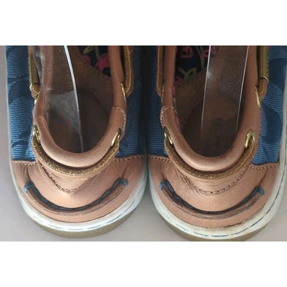 Coach Richelle Blue Boat Shoe Loafers Size 9 Logo Jacquard Preppy Nautical - Picture 4 of 9